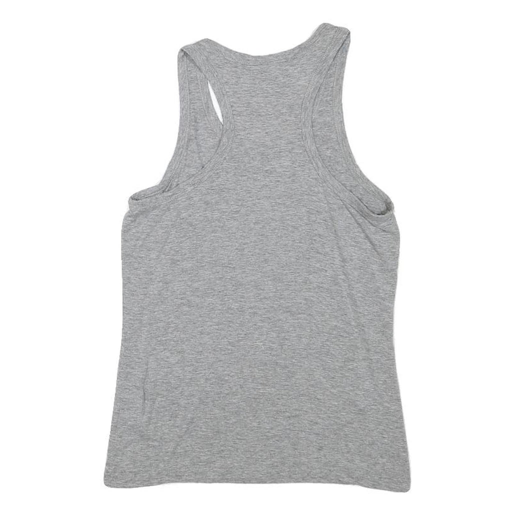 PATRIZIA PEPE Womens Grey Racer Back Sleeveless Top XS Cotton Blend Logo Crystal