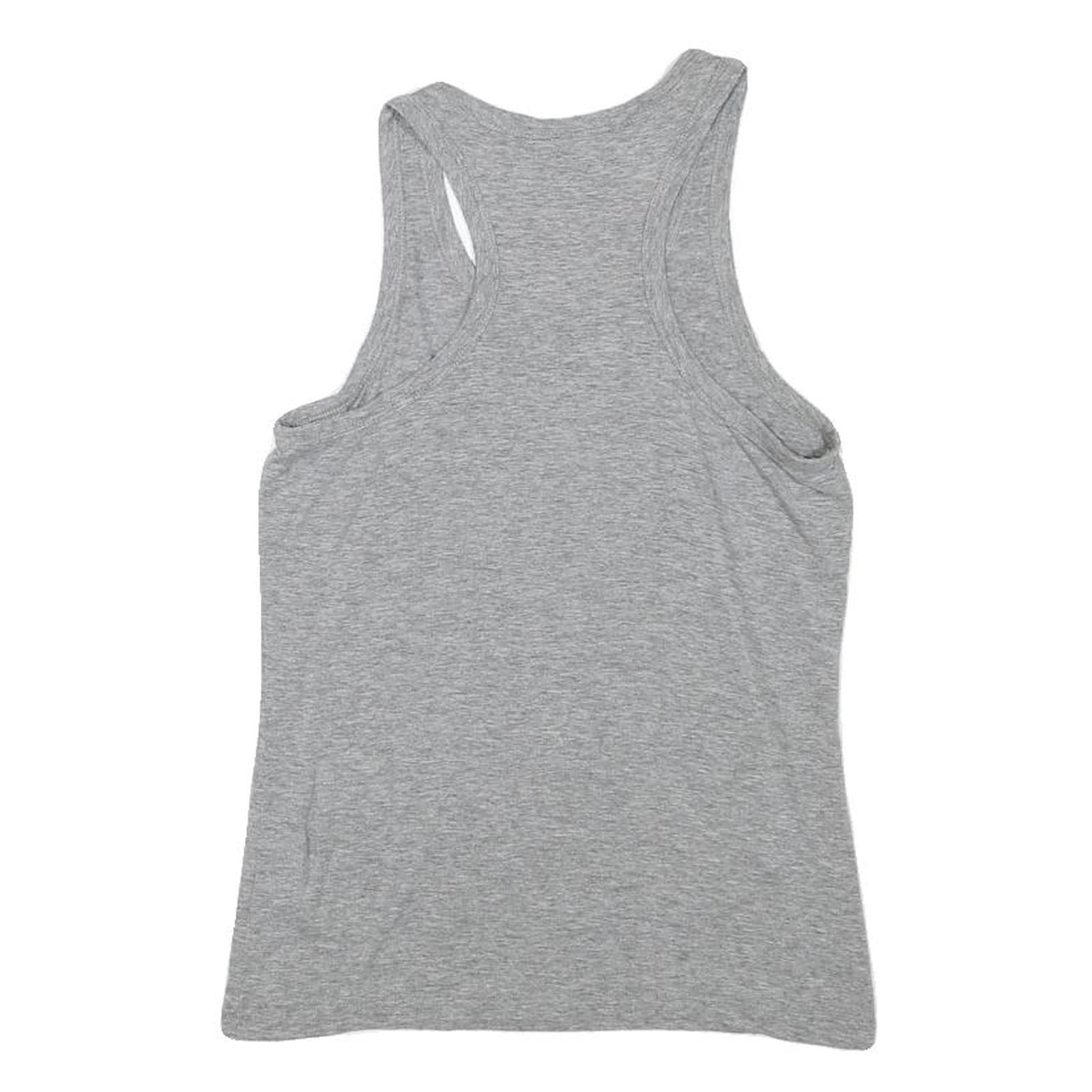 PATRIZIA PEPE Womens Grey Racer Back Sleeveless Top XS Cotton Blend Logo Crystal