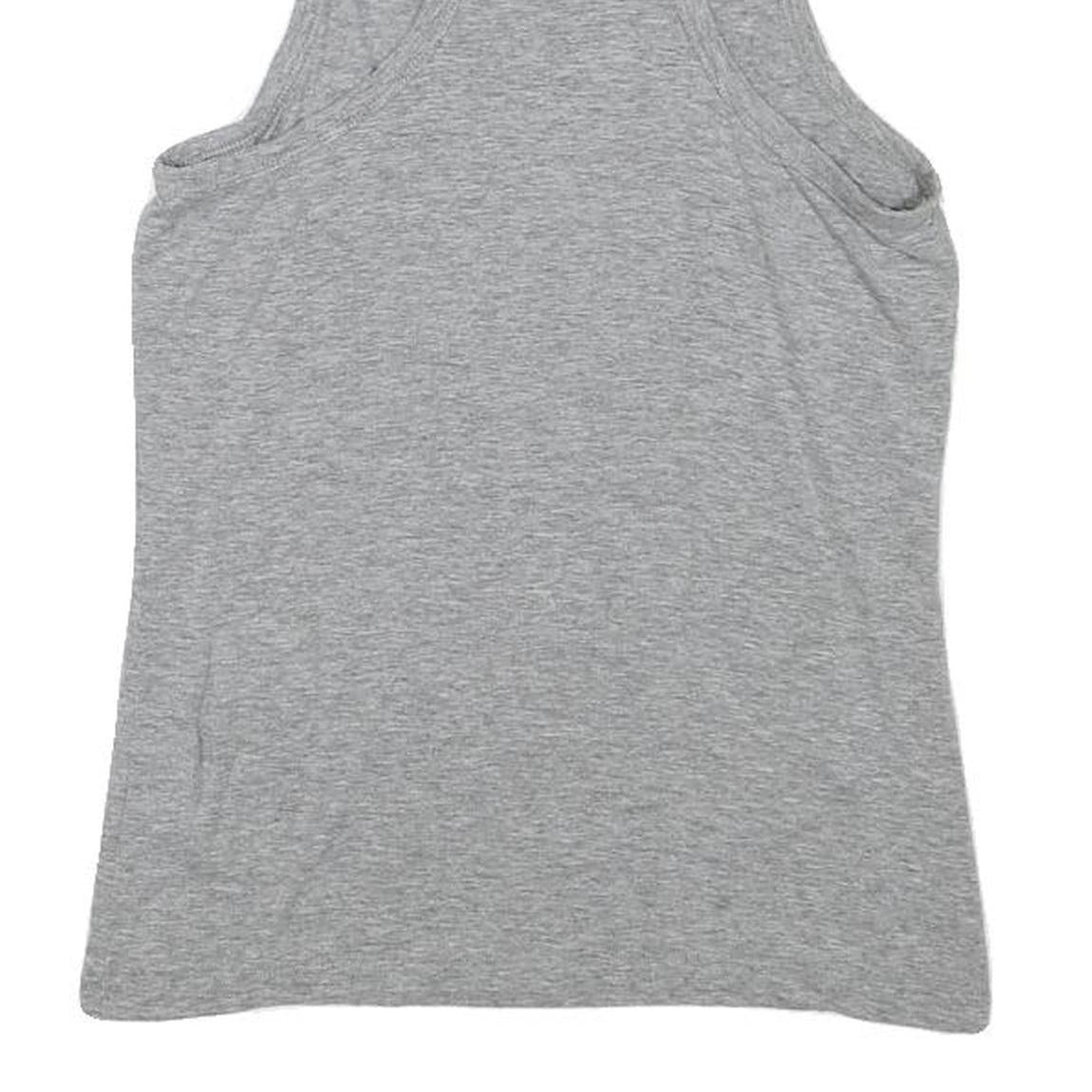 PATRIZIA PEPE Womens Grey Racer Back Sleeveless Top XS Cotton Blend Logo Crystal