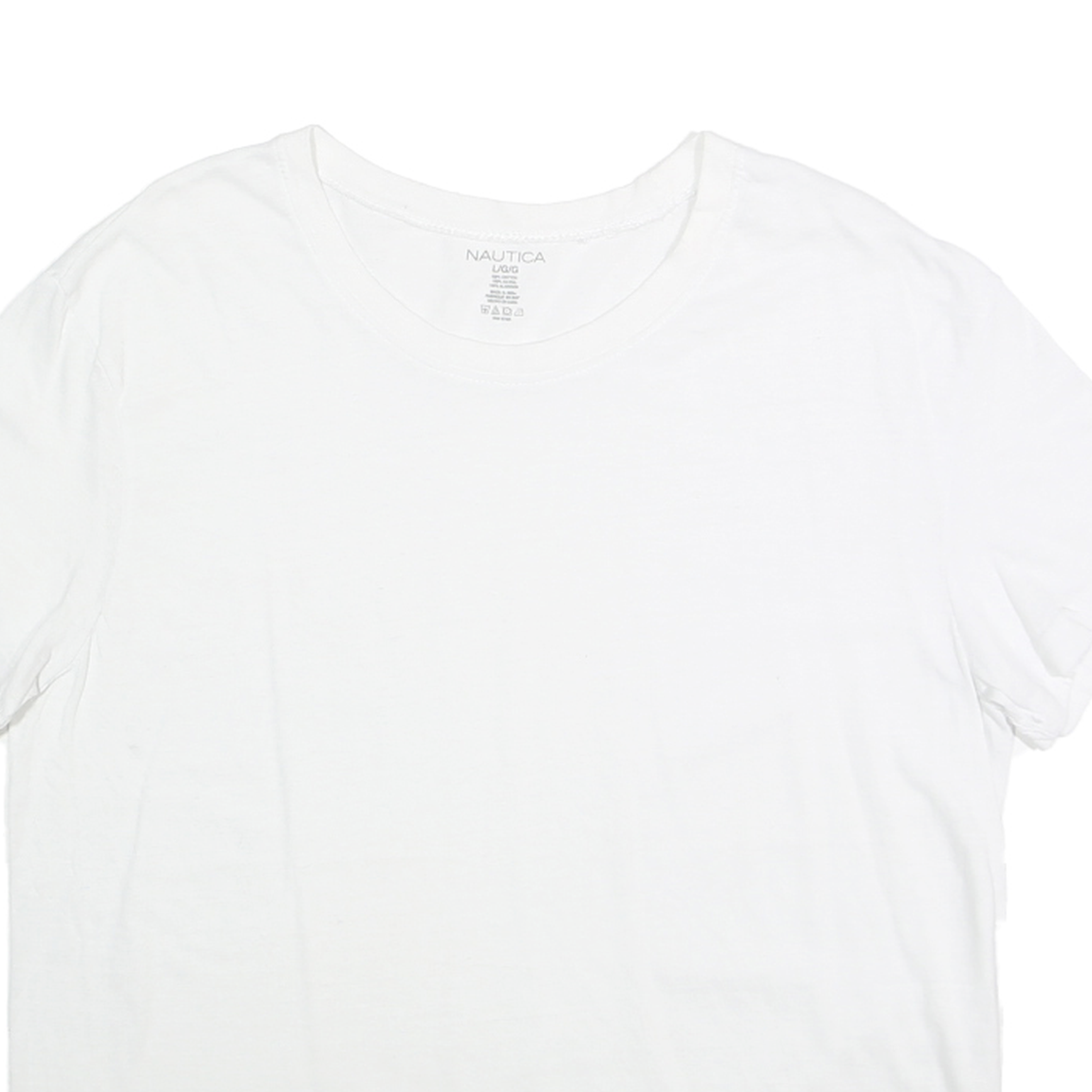 NAUTICA Mens White L T-Shirt Short Sleeve Crew Neck Cotton Casual Everyday