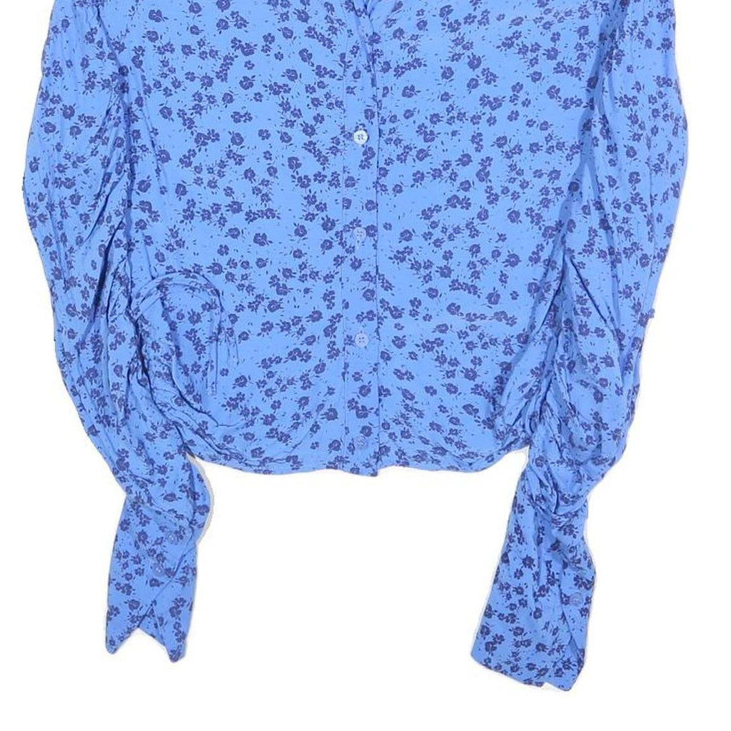 ZARA Womens Blue Printed Shirt Long Sleeve Collar M Button Fastening