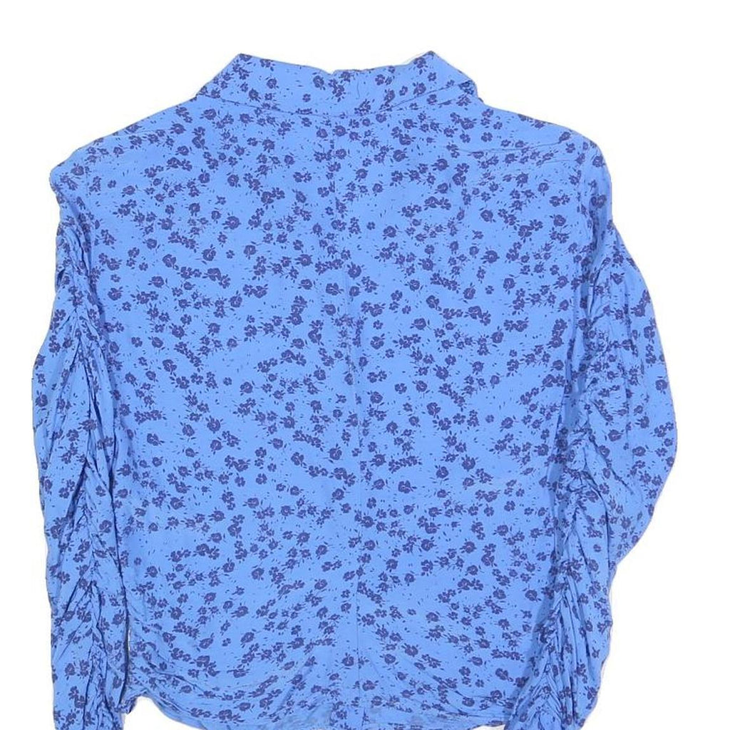 ZARA Womens Blue Printed Shirt Long Sleeve Collar M Button Fastening
