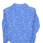 ZARA Womens Blue Printed Shirt Long Sleeve Collar M Button Fastening