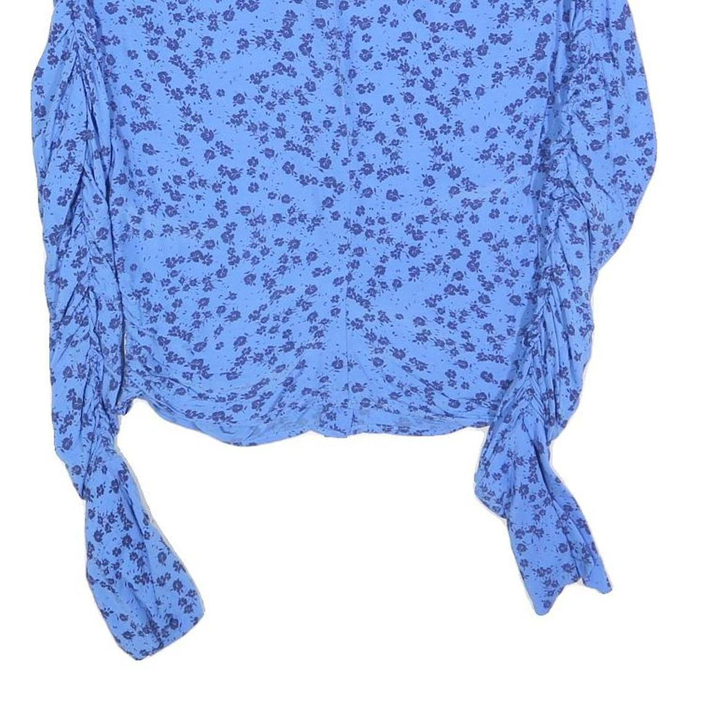 ZARA Womens Blue Printed Shirt Long Sleeve Collar M Button Fastening