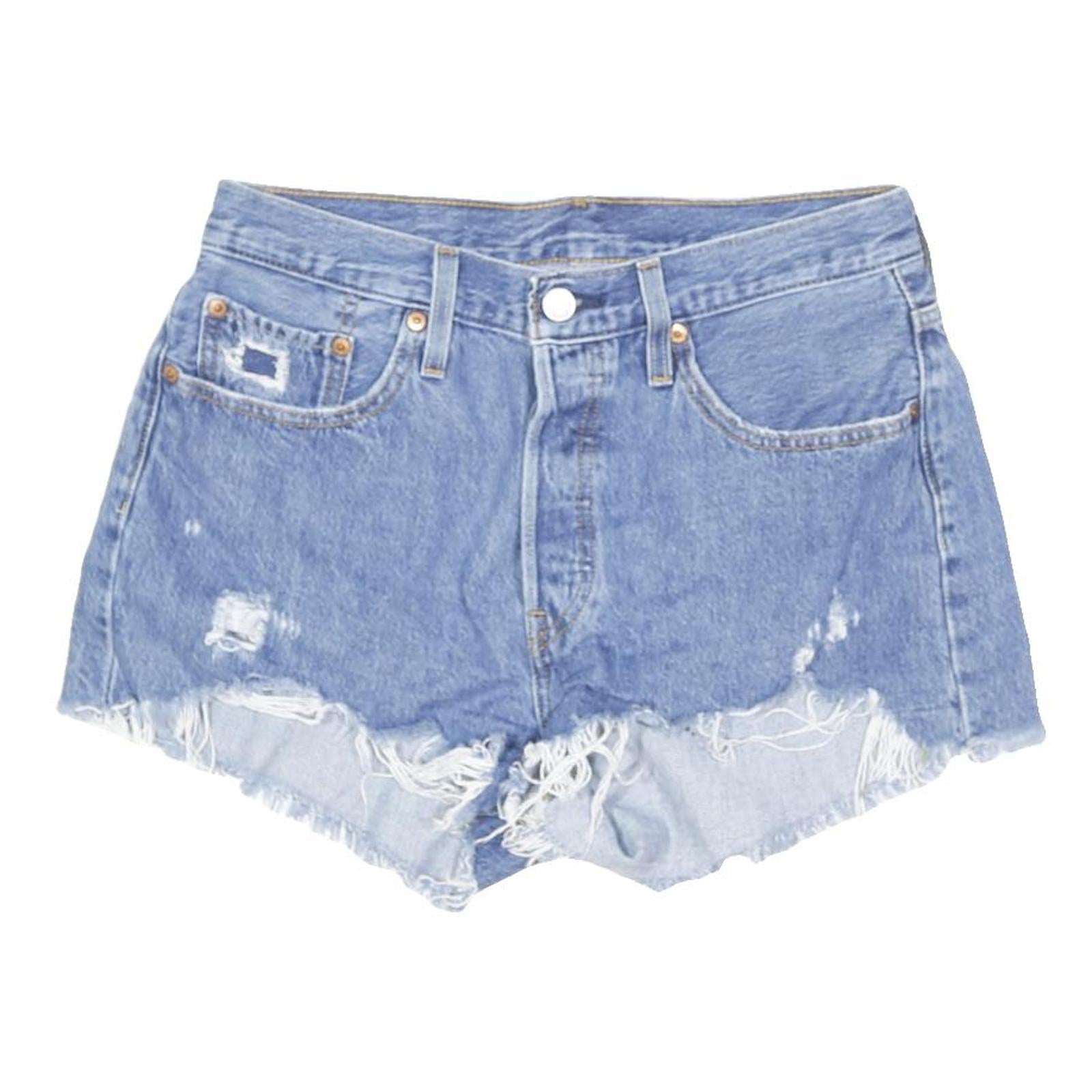LEVI'S Womens Denim Blue Distressed Cut-Off Shorts M W30 Casual Summer