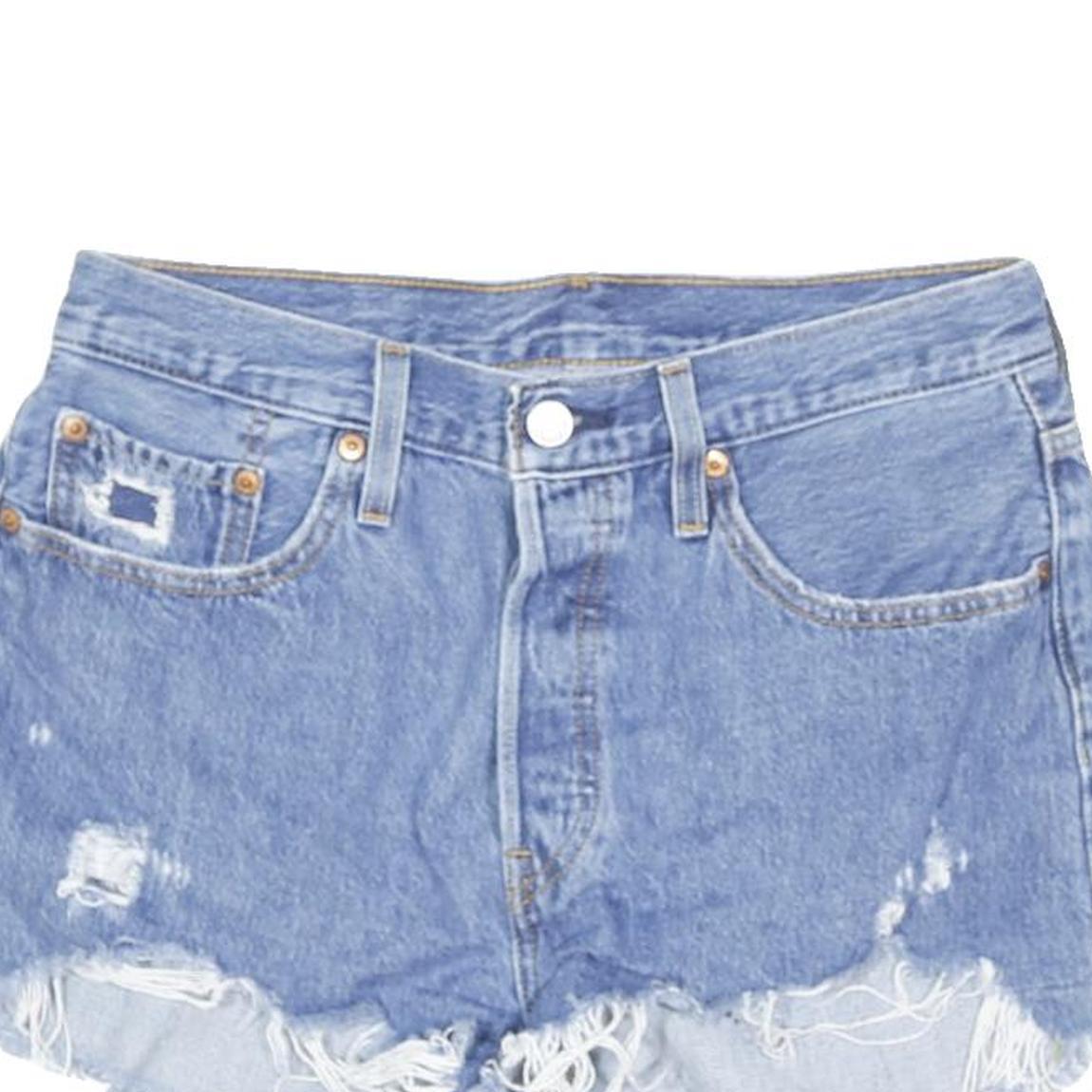 LEVI'S Womens Denim Blue Distressed Cut-Off Shorts M W30 Casual Summer