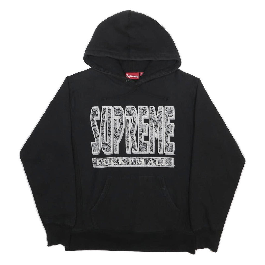 SUPREME FW17 Mens Black Bandana Graphic Pullover Hoodie M Cotton Blend