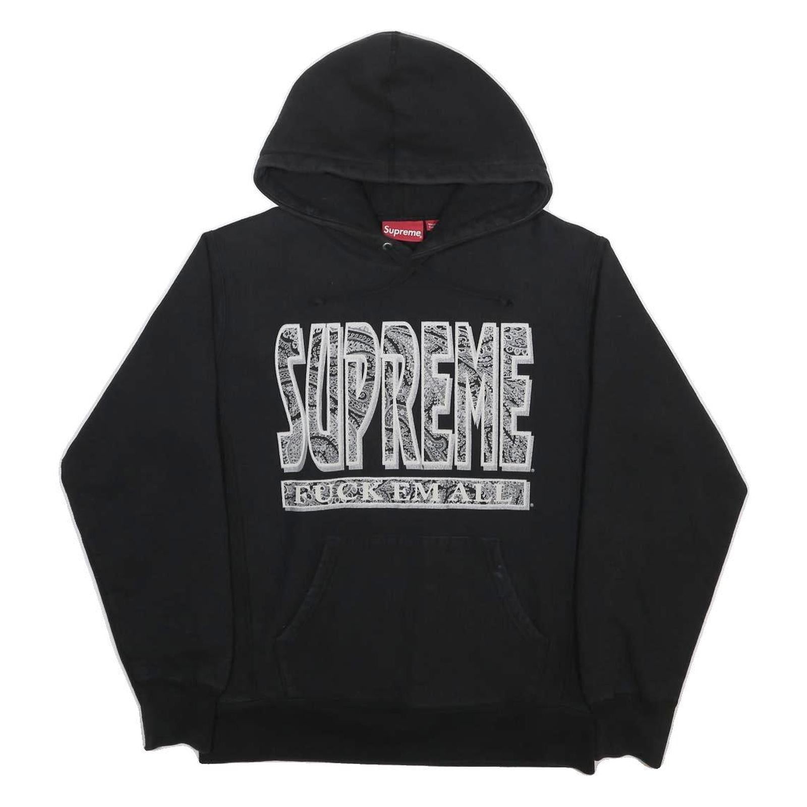 SUPREME FW17 Mens Black Bandana Graphic Pullover Hoodie M Cotton Blend