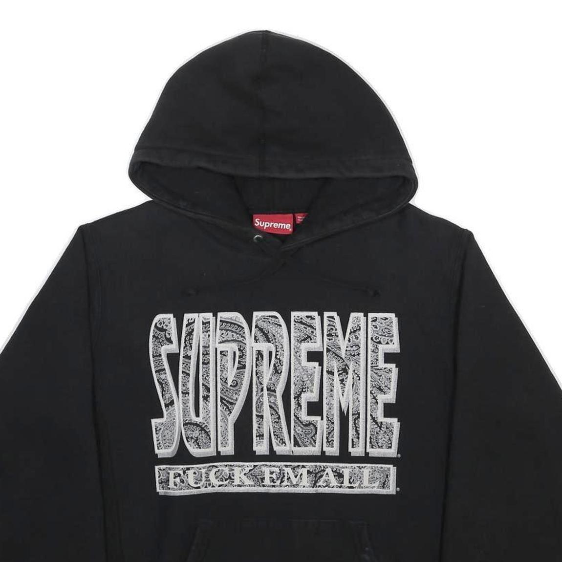 SUPREME FW17 Mens Black Bandana Graphic Pullover Hoodie M Cotton Blend