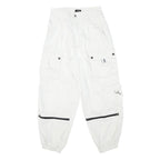 BERSHKA Womens Cotton Blend White Relaxed Cargo Trousers W26 L26 Utility Pocket