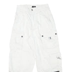 BERSHKA Womens Cotton Blend White Relaxed Cargo Trousers W26 L26 Utility Pocket