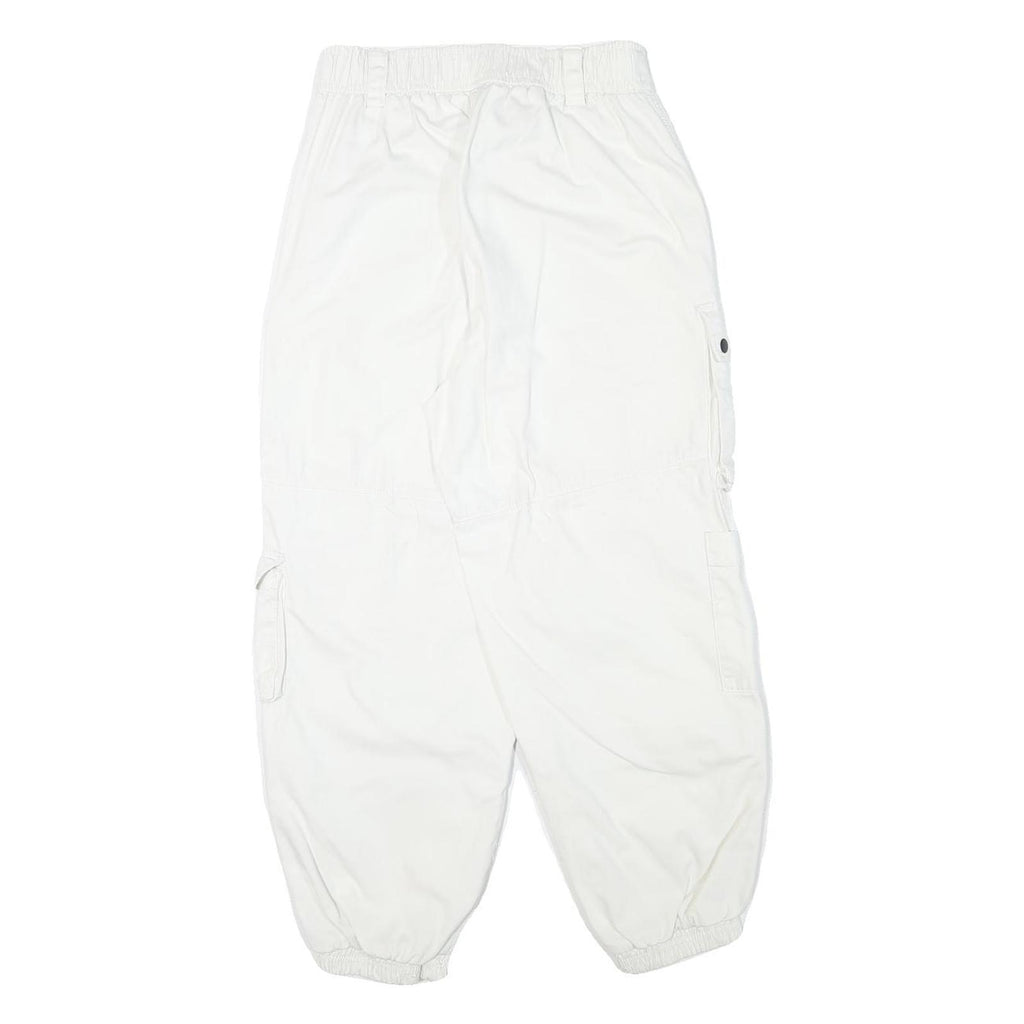 BERSHKA Womens Cotton Blend White Relaxed Cargo Trousers W26 L26 Utility Pocket
