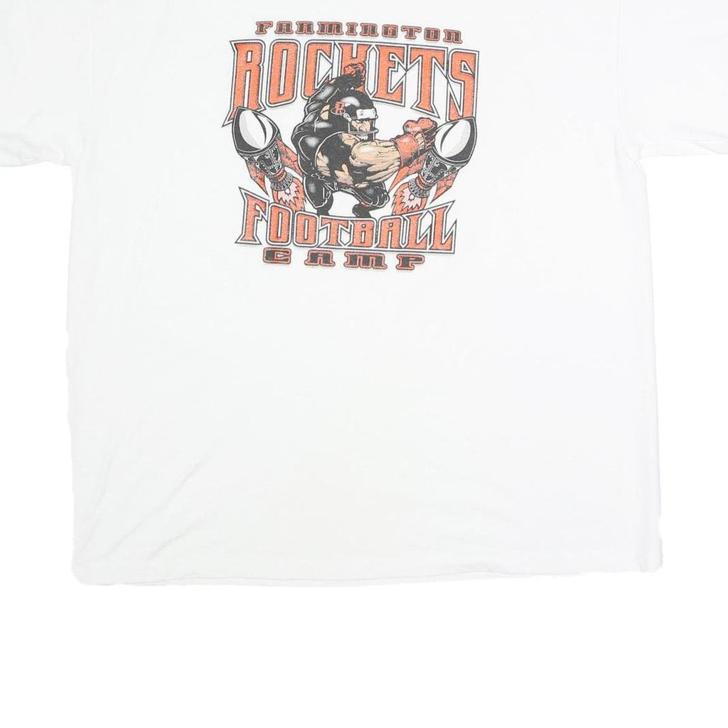 GILDAN Mens White Farmington Rockets Football Camp Single Stitch T-Shirt XL