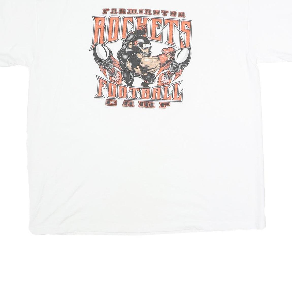 GILDAN Mens White Farmington Rockets Football Camp Single Stitch T-Shirt XL