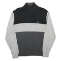 NAUTICA Mens Black & Grey Colourblock Pullover Plain Crew Neck Basic Knit L