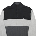 NAUTICA Mens Black & Grey Colourblock Pullover Plain Crew Neck Basic Knit L