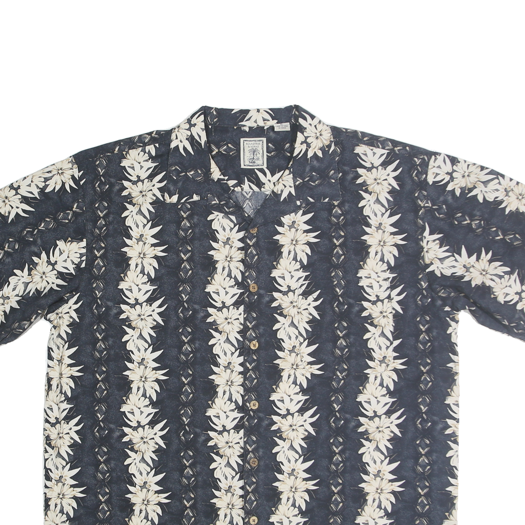ROUNDTREE & YORKE Mens Navy Blue & Cream Floral Short Sleeve Shirt XL Casual
