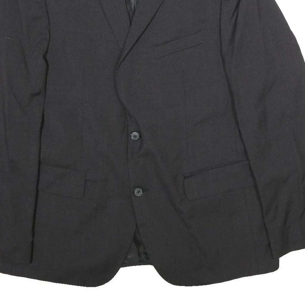 PIERRE CARDIN Mens Black Wool Classic Jacket L Plain Button Closure Elegant