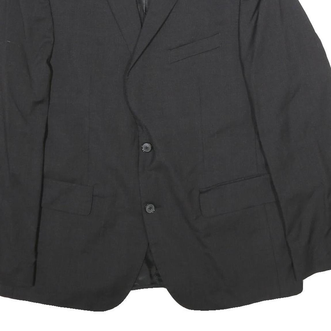 PIERRE CARDIN Mens Black Wool Classic Jacket L Plain Button Closure Elegant