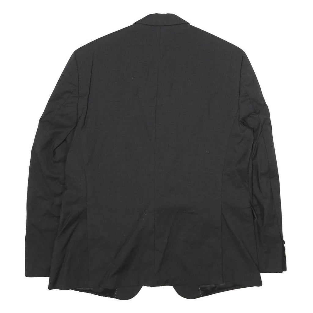 PIERRE CARDIN Mens Black Wool Classic Jacket L Plain Button Closure Elegant