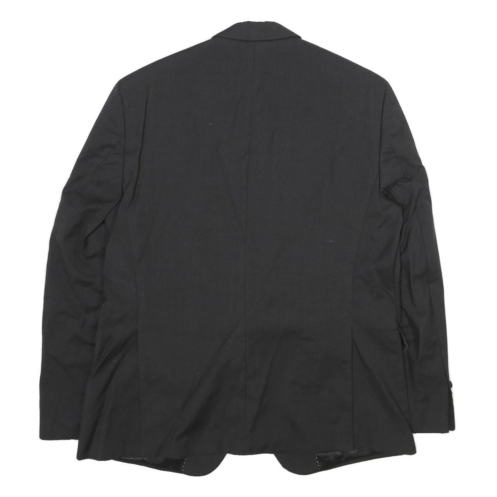 PIERRE CARDIN Mens Black Wool Classic Jacket L Plain Button Closure Elegant