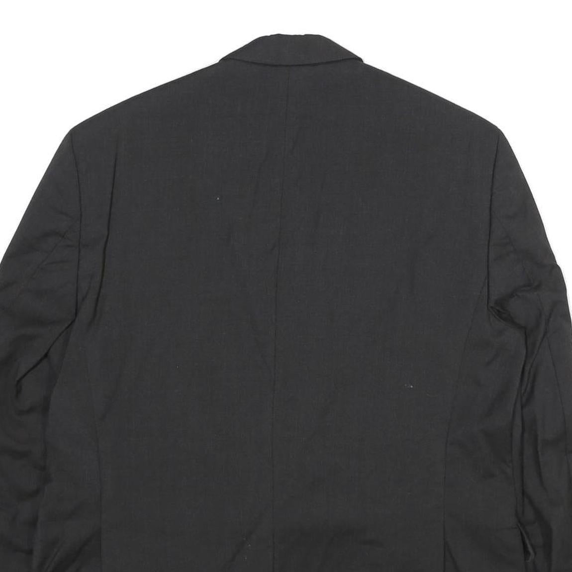 PIERRE CARDIN Mens Black Wool Classic Jacket L Plain Button Closure Elegant