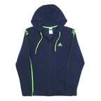 ADIDAS Mens Navy & Green Full Zip Hoodie S Lightweight Sportswear