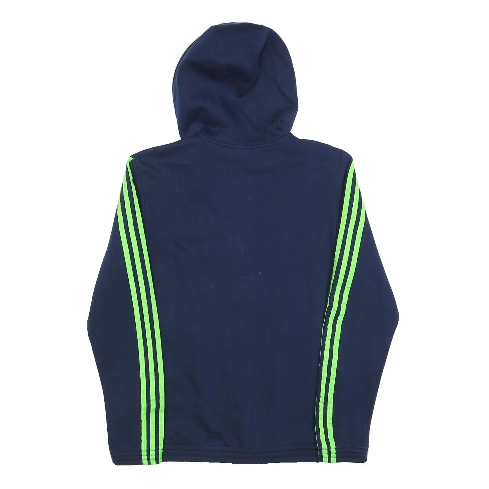 ADIDAS Mens Navy & Green Full Zip Hoodie S Lightweight Sportswear