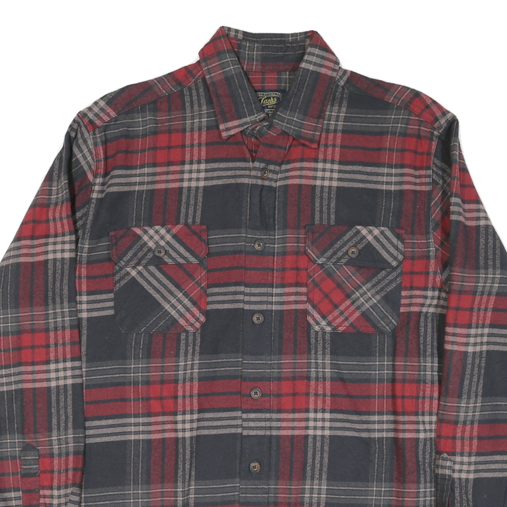 JACHS Mens Red & Grey Check Shirt L Button Pocket Cotton Blend Casual