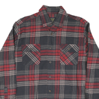 JACHS Mens Red & Grey Check Shirt L Button Pocket Cotton Blend Casual