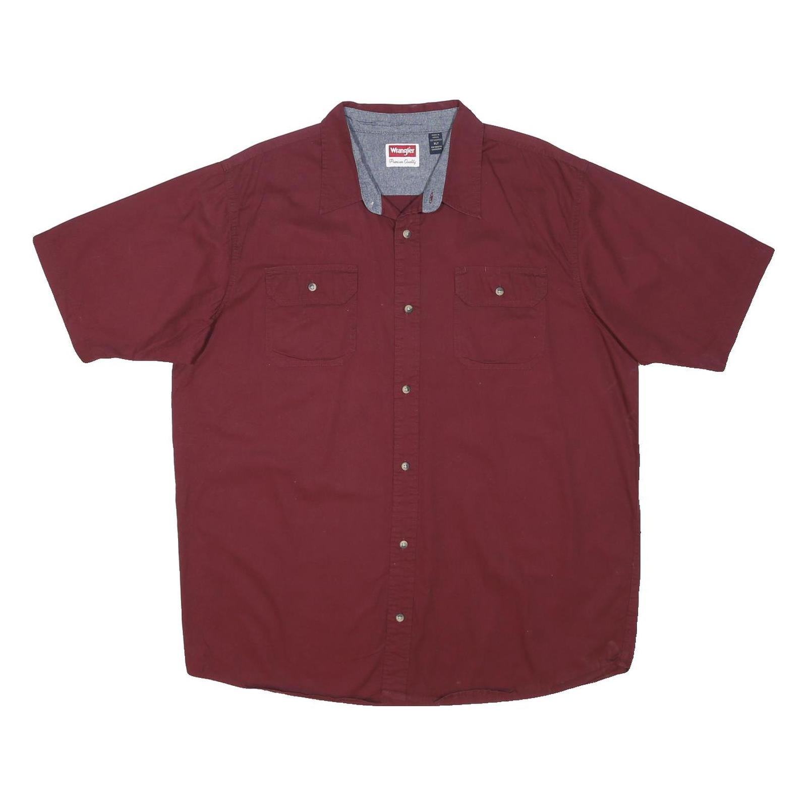 WRANGLER Mens Maroon Shirt XL Cotton Short Sleeve Button Work Casual