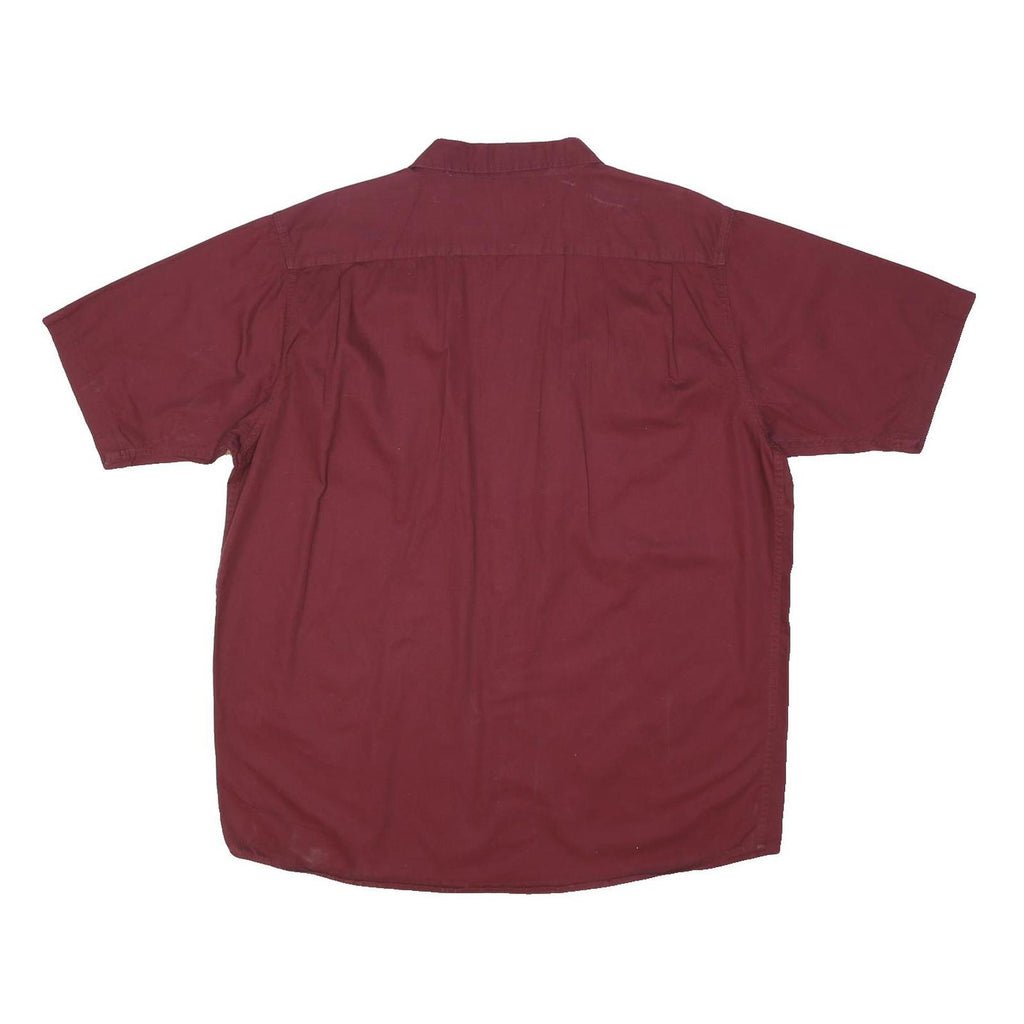 WRANGLER Mens Maroon Shirt XL Cotton Short Sleeve Button Work Casual