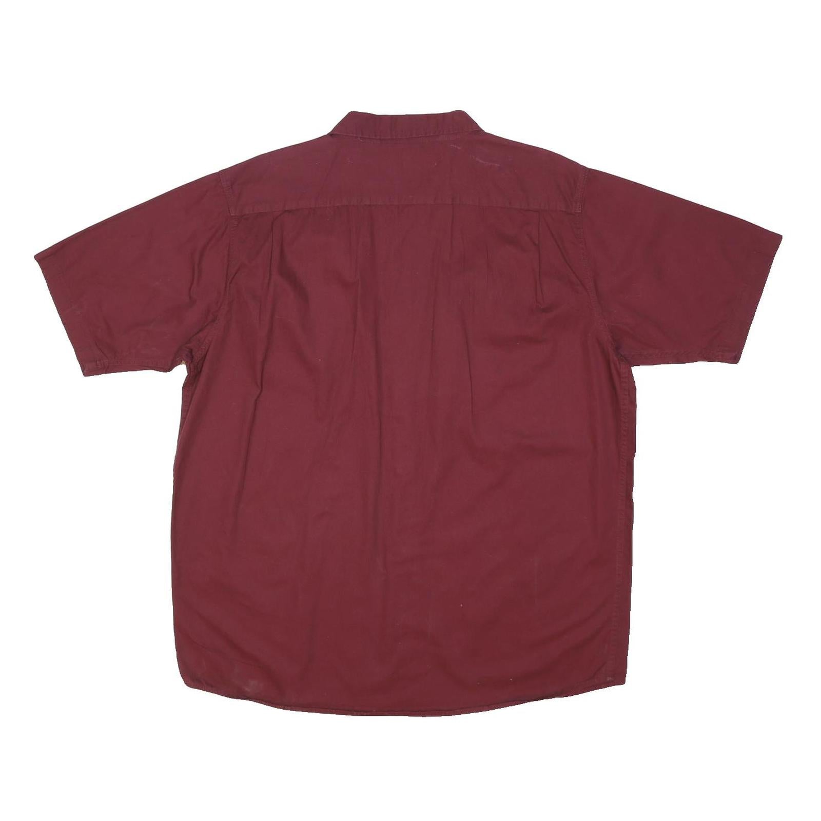 WRANGLER Mens Maroon Shirt XL Cotton Short Sleeve Button Work Casual