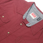 WRANGLER Mens Maroon Shirt XL Cotton Short Sleeve Button Work Casual