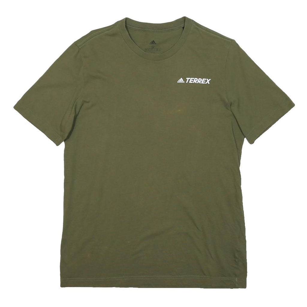 ADIDAS Mens Green Terrex Logo T-Shirt S Short Sleeve Crew Neck Outdoor