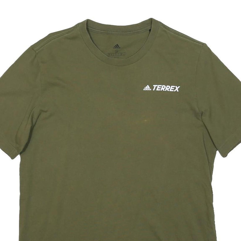 ADIDAS Mens Green Terrex Logo T-Shirt S Short Sleeve Crew Neck Outdoor