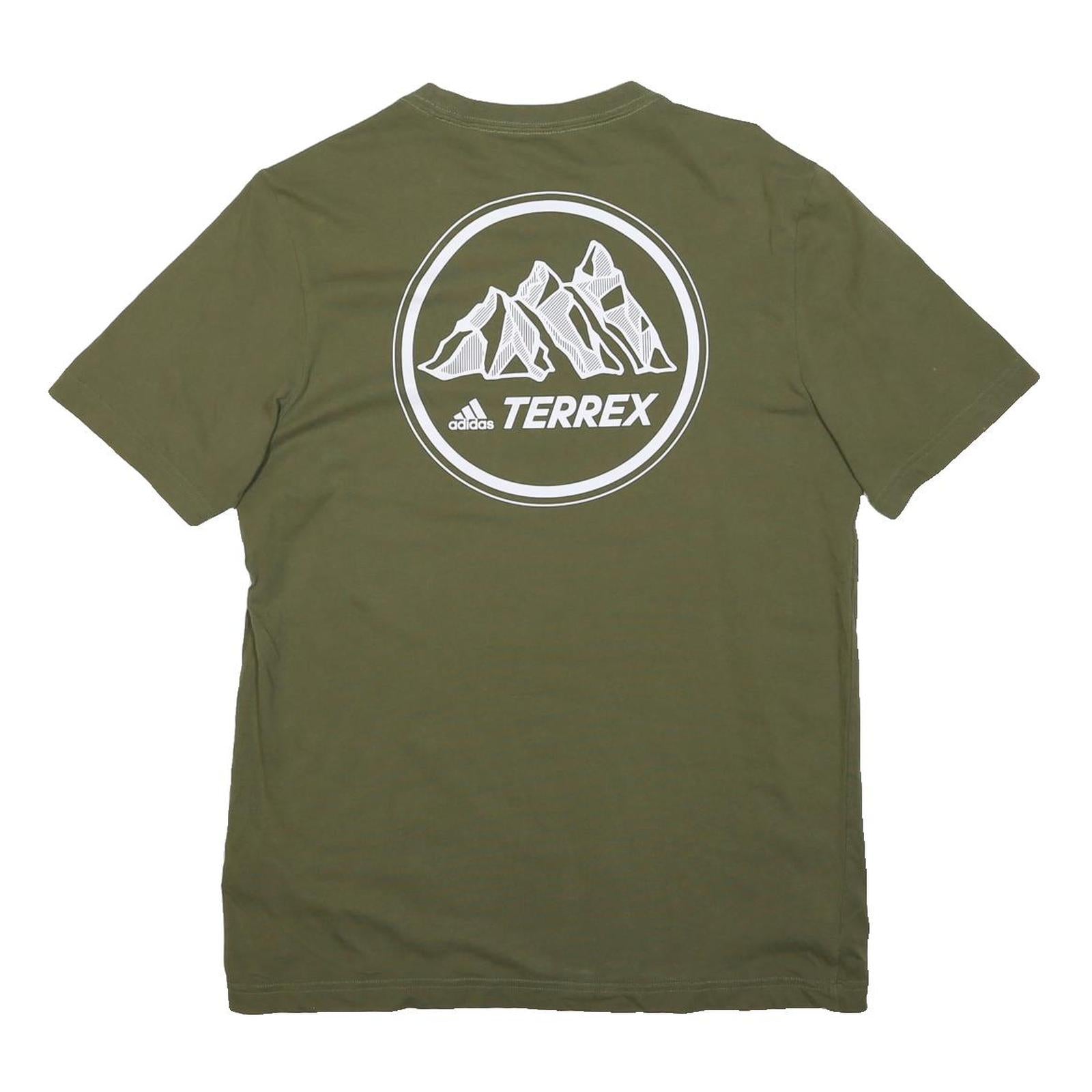 ADIDAS Mens Green Terrex Logo T-Shirt S Short Sleeve Crew Neck Outdoor