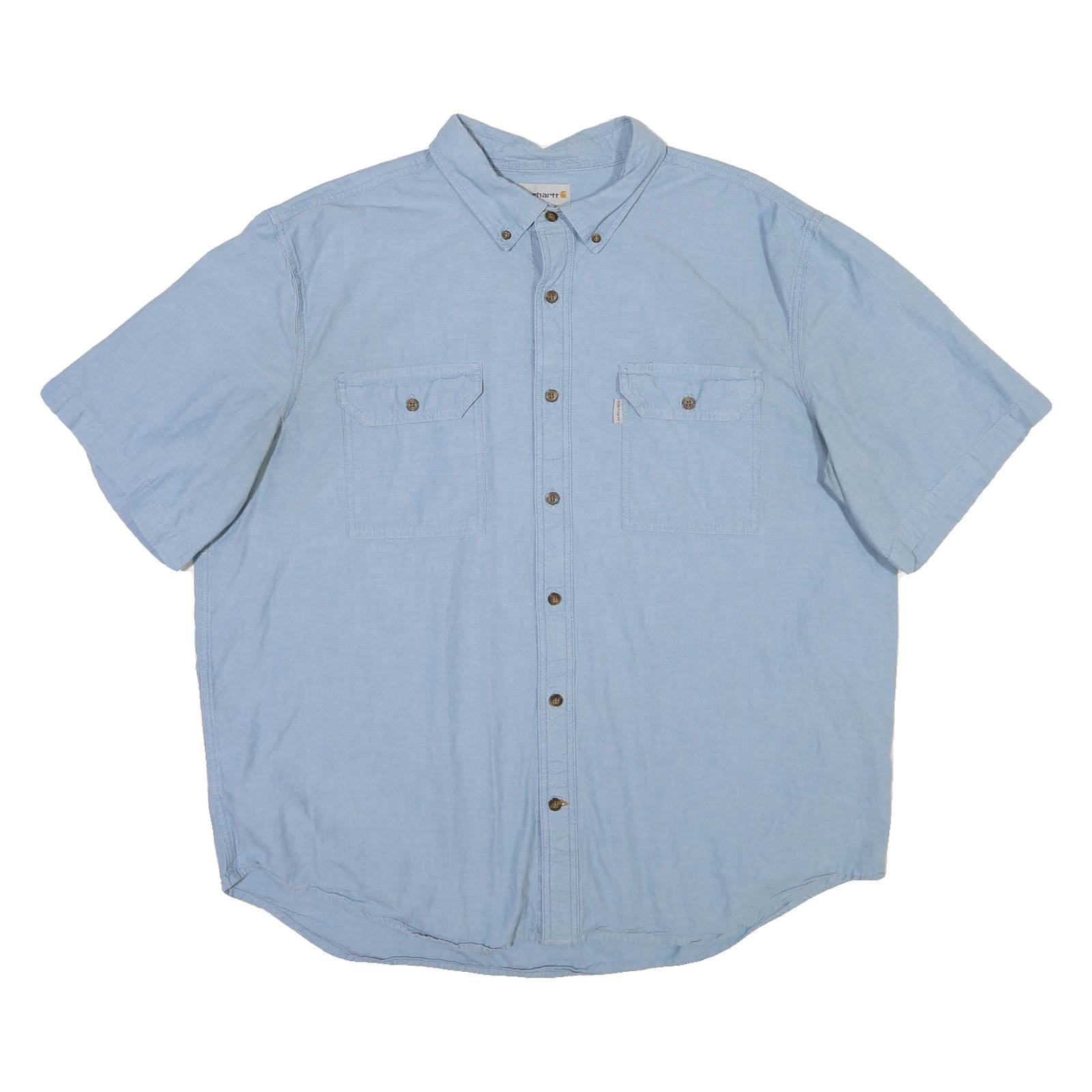 CARHARTT Mens Blue Short Sleeve Shirt 2XL Cotton Blend Workwear Casual