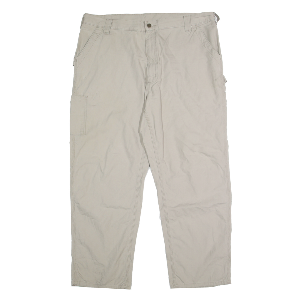 CARHARTT Mens Cotton Beige Relaxed Straight Trousers W42 L32 Workwear Casual