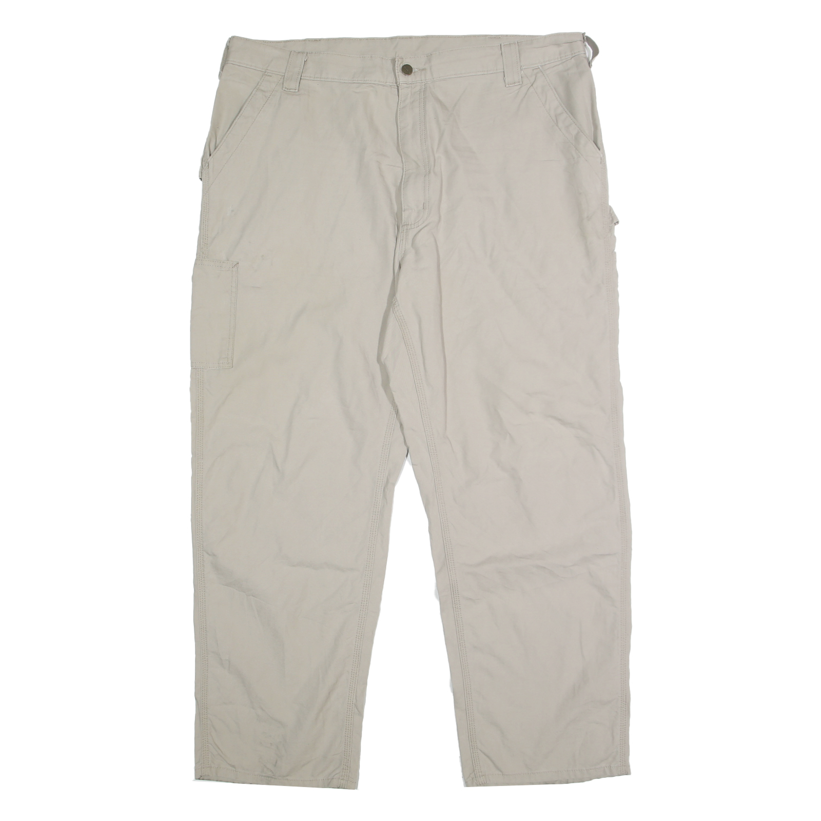 CARHARTT Mens Cotton Beige Relaxed Straight Trousers W42 L32 Workwear Casual