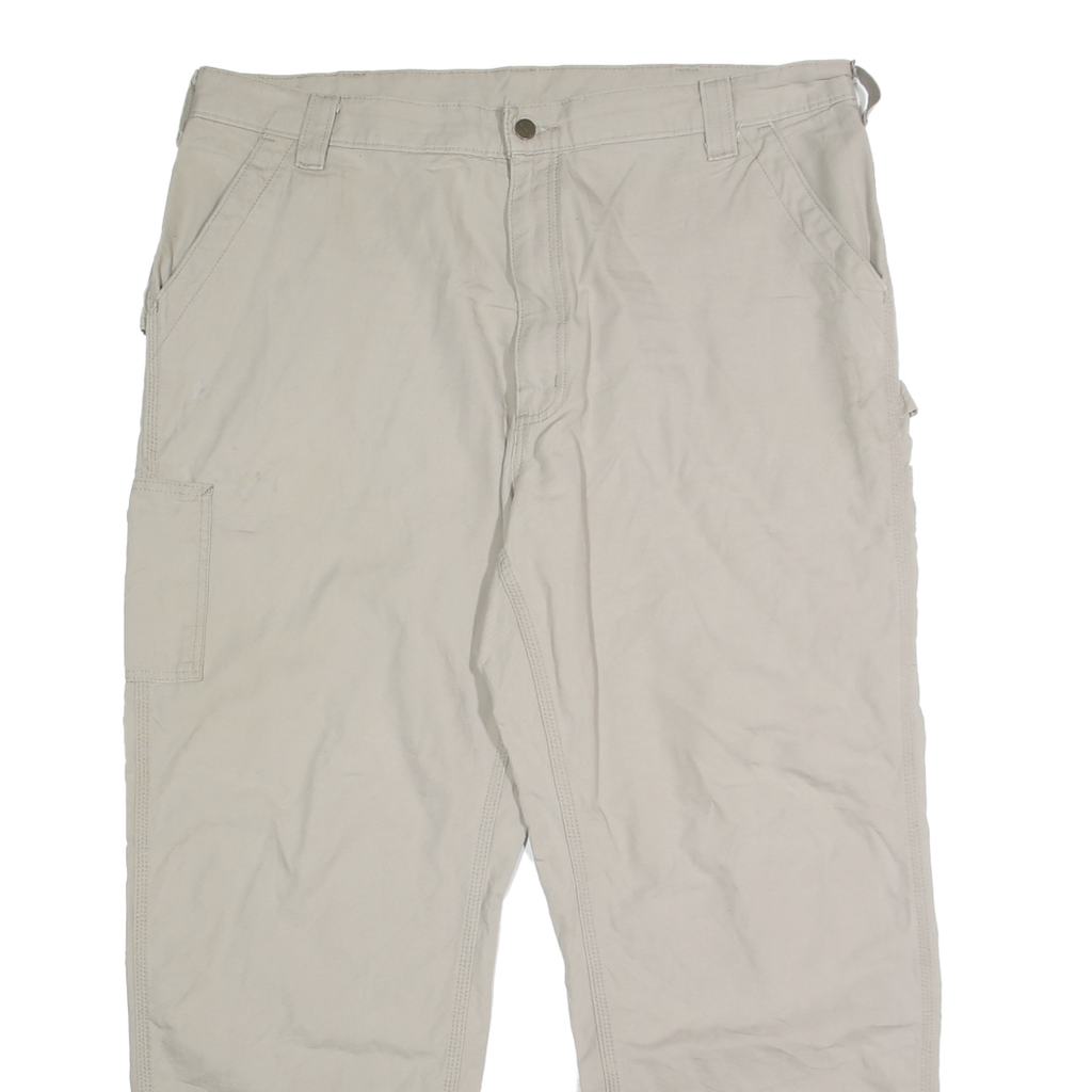 CARHARTT Mens Cotton Beige Relaxed Straight Trousers W42 L32 Workwear Casual