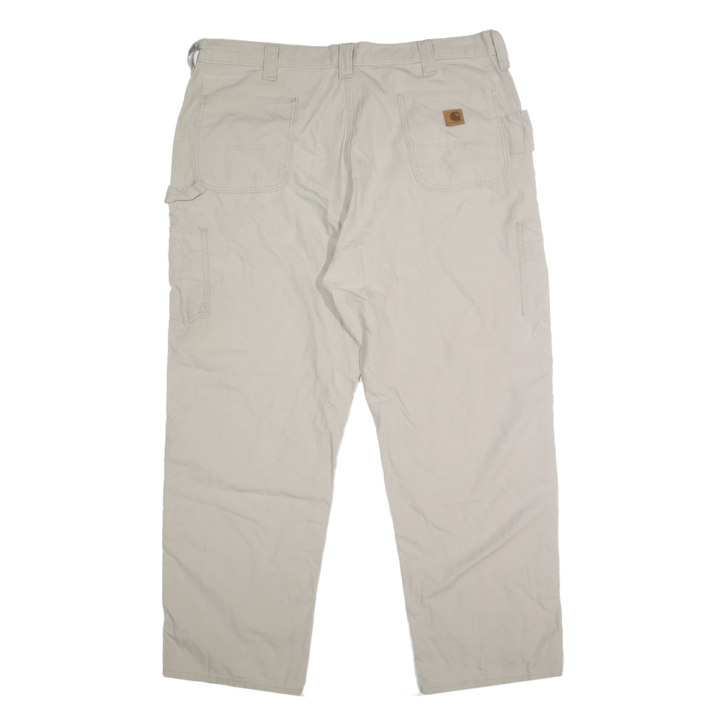 CARHARTT Mens Cotton Beige Relaxed Straight Trousers W42 L32 Workwear Casual