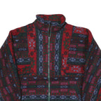 Mens Red Green & Grey Patterned Zip Jacket XL Polyester Blend Woven Casual Warm
