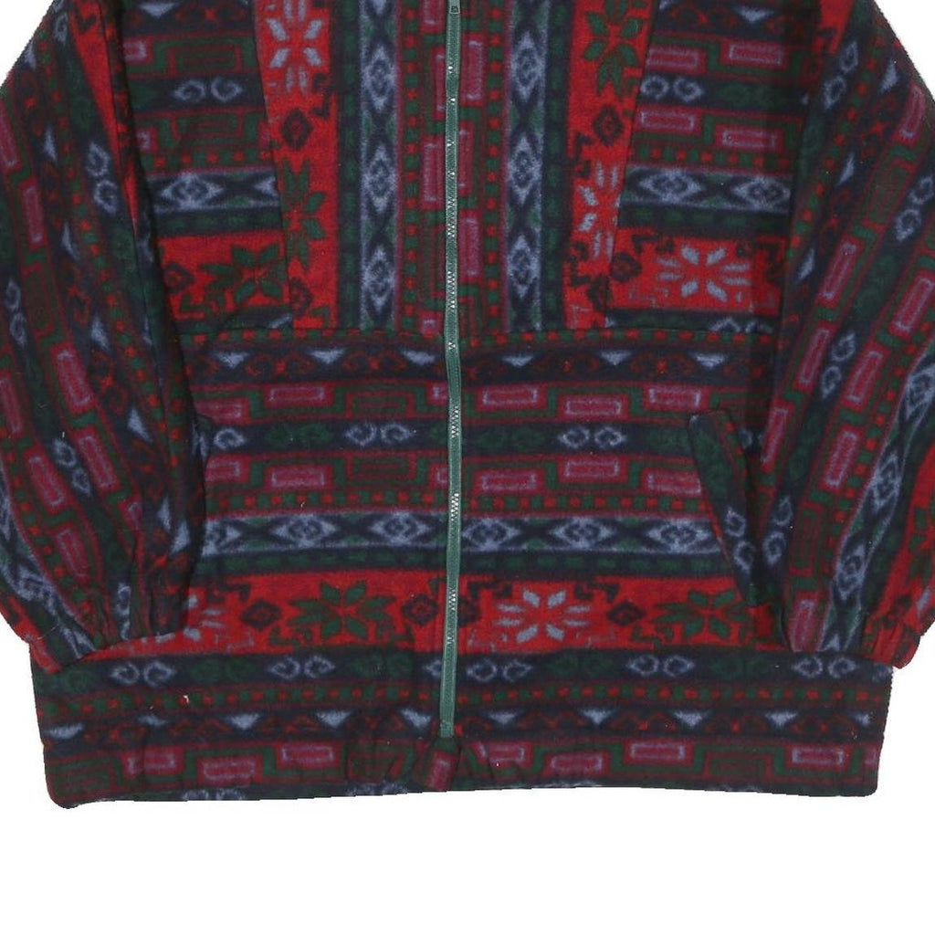 Mens Red Green & Grey Patterned Zip Jacket XL Polyester Blend Woven Casual Warm