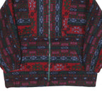 Mens Red Green & Grey Patterned Zip Jacket XL Polyester Blend Woven Casual Warm