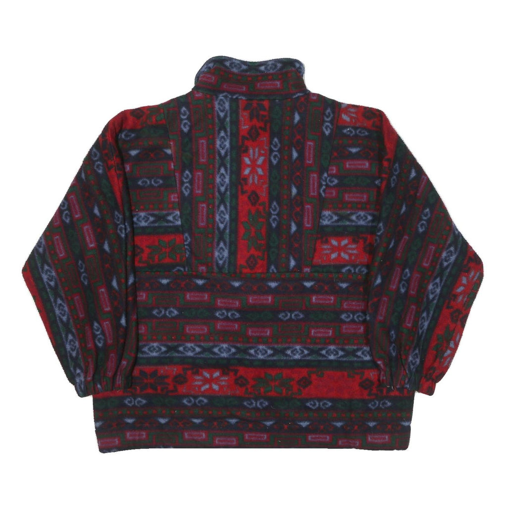 Mens Red Green & Grey Patterned Zip Jacket XL Polyester Blend Woven Casual Warm