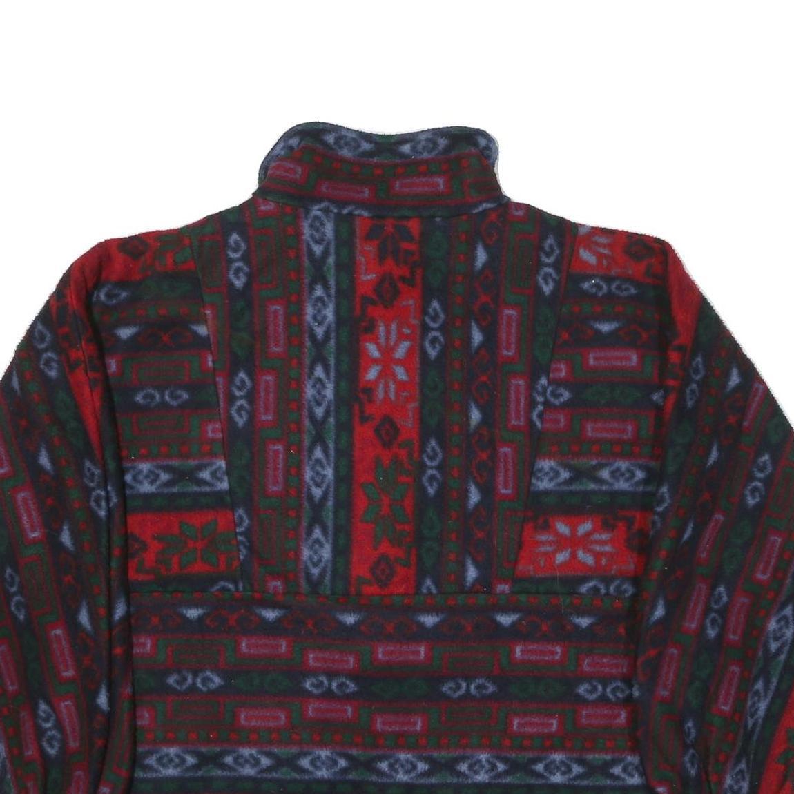 Mens Red Green & Grey Patterned Zip Jacket XL Polyester Blend Woven Casual Warm