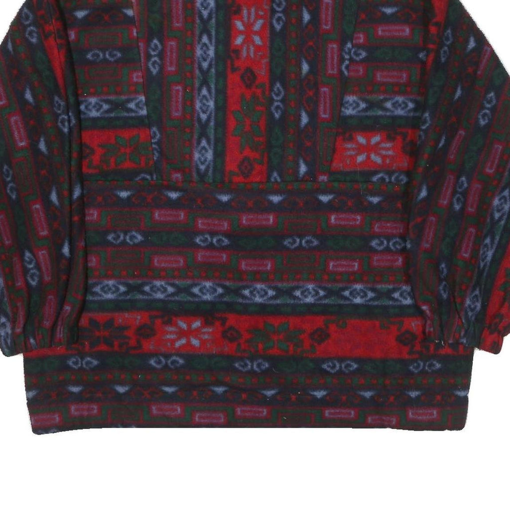 Mens Red Green & Grey Patterned Zip Jacket XL Polyester Blend Woven Casual Warm