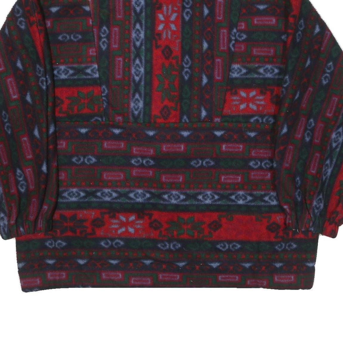 Mens Red Green & Grey Patterned Zip Jacket XL Polyester Blend Woven Casual Warm