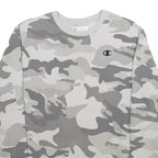 CHAMPION Mens Grey Camouflage Crew Neck M Cotton Blend Pullover Sweatshirt